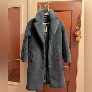 NWT. Madewell Emerald green teddy bear dress coat. XXS.
